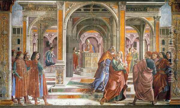 Expulsion Of Joachim From The Temple Oil Painting - Domenico Ghirlandaio