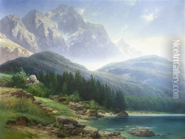Der Eibsee Mit Blick Auf Die Zugspitze Oil Painting - Karl Heyn