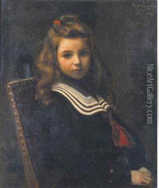 Jong Meisje In Marinepakje (1903) Oil Painting - Isidore Verheyden