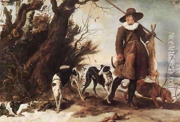 Winter Landscape with a Hunter 1624 Oil Painting - Jan Wildens