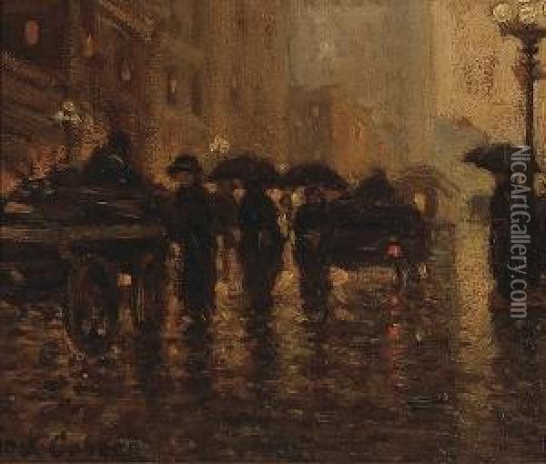 Rainy City Street Oil Painting - Frank Coburn
