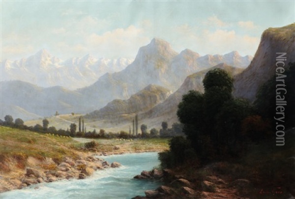 Paysage De Montagne Oil Painting - Lucien Alphonse Gros