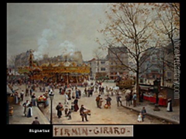 Fruhlingsfest Auf Dem Place Pigalle, Paris Oil Painting - Marie Francois Firmin-Girard