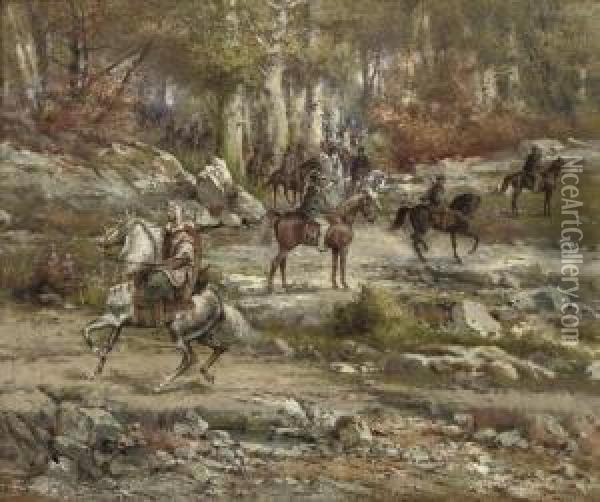 The Boer Commando In The Transvaal, South Africa Oil Painting - Henri Langerock