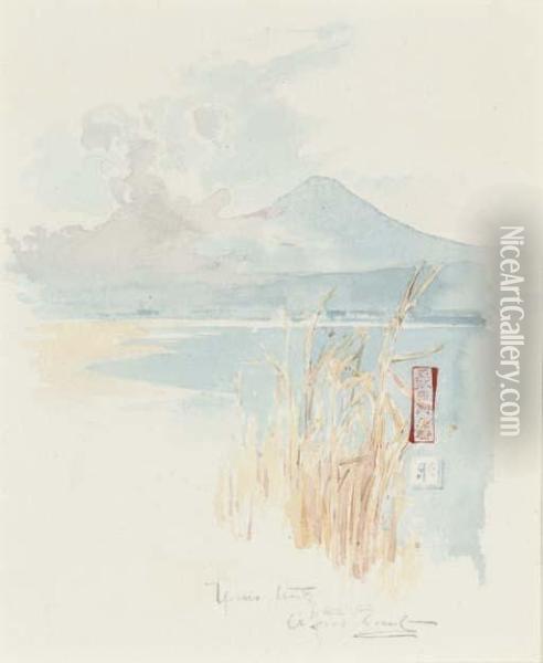 Rushes On The Edge Of A Japanese Lake Oil Painting - Sir Alfred East