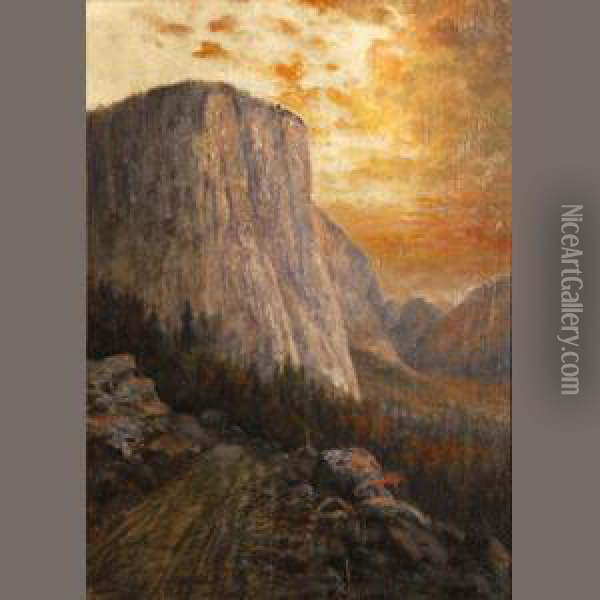 El Capitan, Yosemite Oil Painting - William Henry Hilliard
