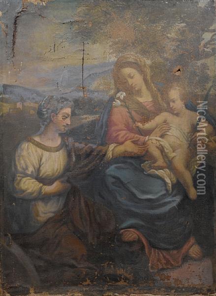 The Madonna And Child With Saint Catherine Oil Painting - Carlo Maratta or Maratti
