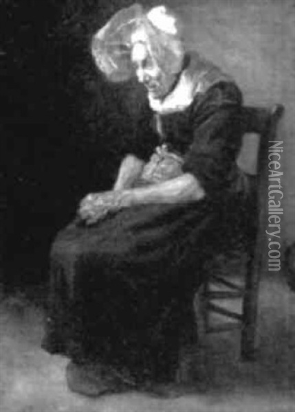 An Old Brittany Peasant Woman Oil Painting - Frederick Carl Gottwald