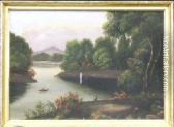 Activity Along A River Oil Painting - Thomas Chambers