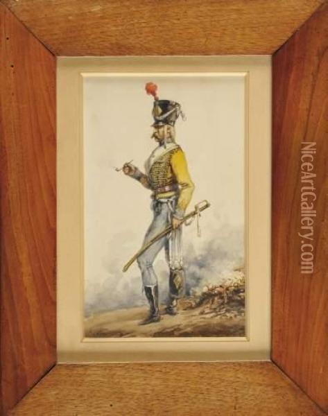 Hussard Du 9eme Regiment Oil Painting - Pierre Auguste Lamy