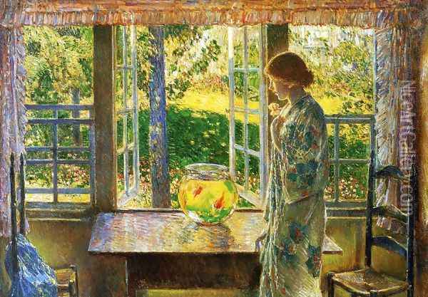 The Goldfish Window Oil Painting - Frederick Childe Hassam