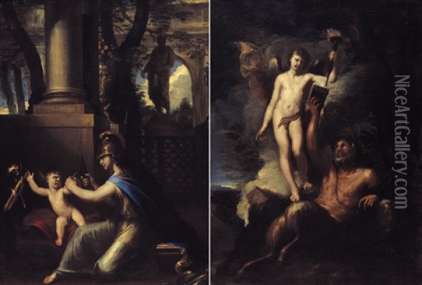 Coppia Di Allegorie (pair) Oil Painting - Marc Antonio Franceschini