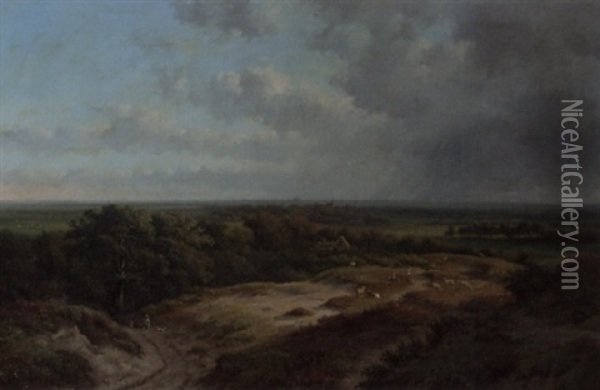 A Panoramic Landscape In The Vicinity Of Alkmaar Oil Painting - Bernardus Gerardus Ten Berge