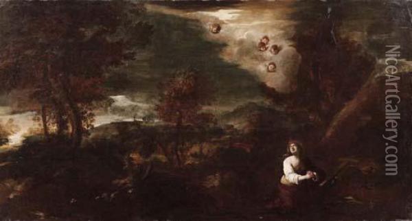 Paesaggio Con La Maddalena In Preghiera Oil Painting - Giovanni Battista Pace
