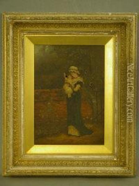 Mother With Child In A Garden Oil Painting - J. S. Eve