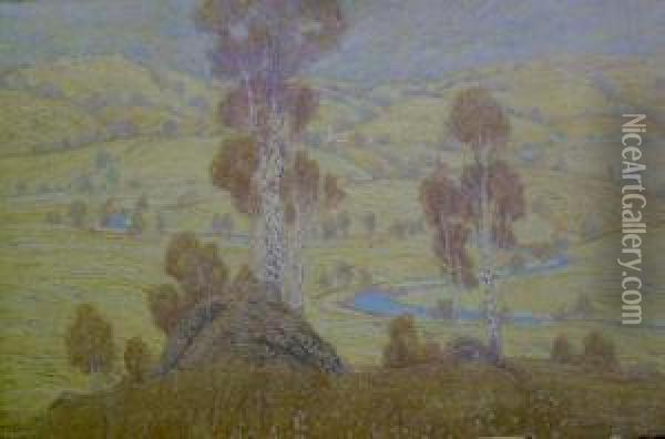 Overlooking A Valley Oil Painting - Walter King Stone
