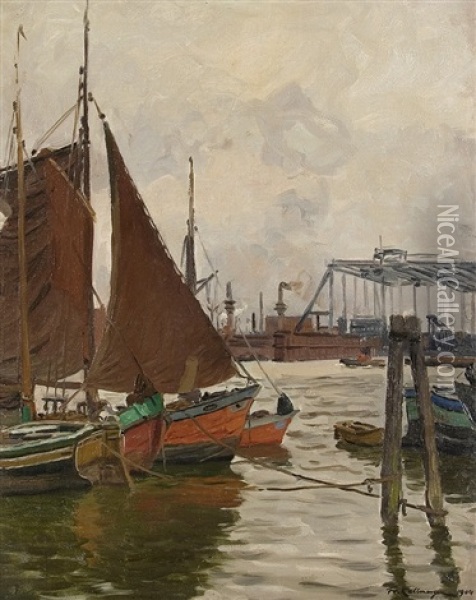 Segler Im Groshafen Oil Painting - Friedrich Kallmorgen