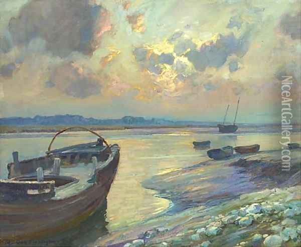 Sunset over the estuary Oil Painting - Harry van der Weyden
