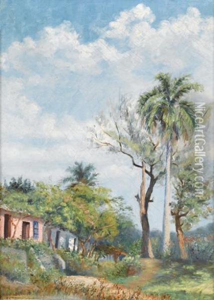 Cuban Landscape With Palms Oil Painting - Juan Gil Garca