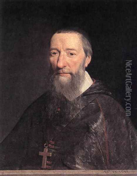Portrait of Bishop Jean-Pierre Camus 1643 Oil Painting - Philippe de Champaigne