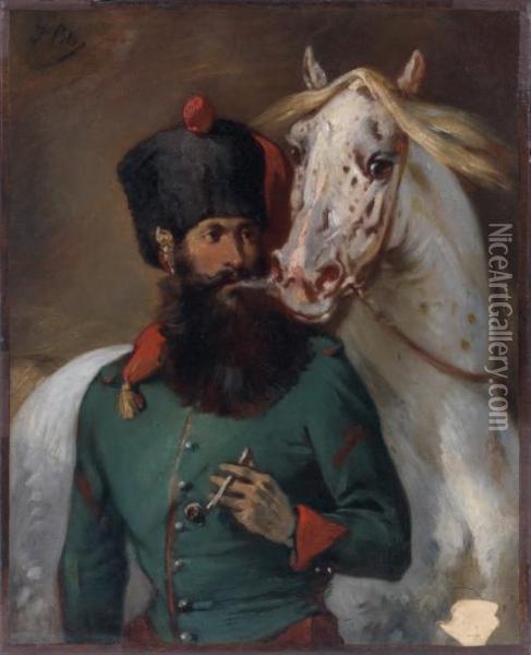 Militaire Et Son Cheval Oil Painting - Isidore Alexandre Augustin Pils