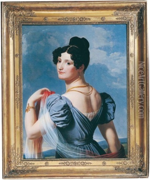 Mademoiselle Mars Dans Une Robe De Soie Mauve Oil Painting - Charles Thevenin