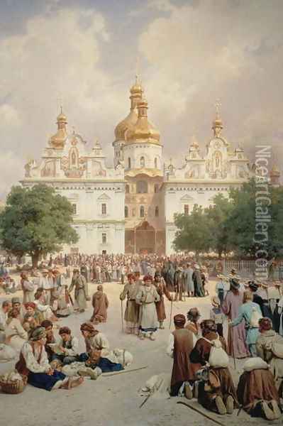 The Great Church of Kievo-Pecherskaya Lavra in Kiev, 1905 Oil Painting - Vasili Vasilyevich Vereshchagin
