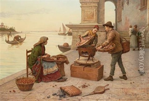 The Chestnut Sellers Oil Painting - Antonio Ermolao Paoletti