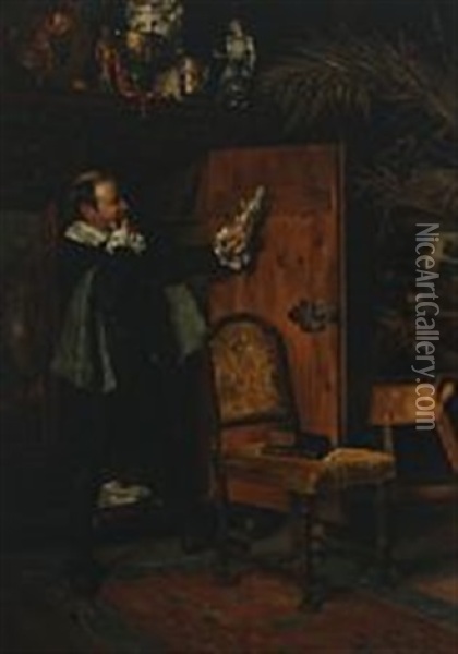 Der Antikvitatenliebhaber Oil Painting - Hans Temple