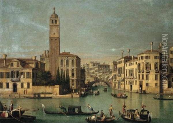 Venice, The Cannareggio And The Entrance To The Grand Canal Oil Painting - (Giovanni Antonio Canal) Canaletto