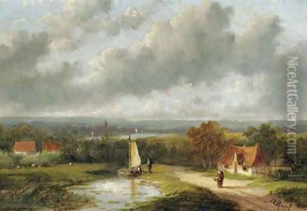 A panoramic summer landscape Oil Painting - Jan Evert Morel