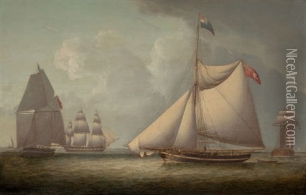 A Naval Cutter Oil Painting - Robert Salmon