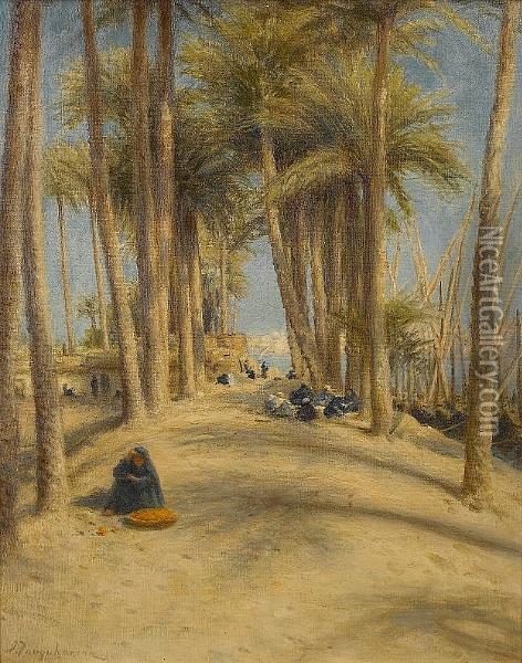 On The Banks Of The Nile Opposite Cairo Oil Painting - Joseph Farquharson