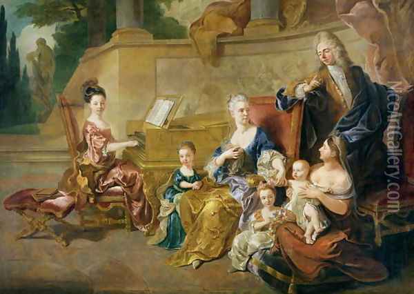 The Franqueville Family, 1711 2 Oil Painting - Francois de Troy