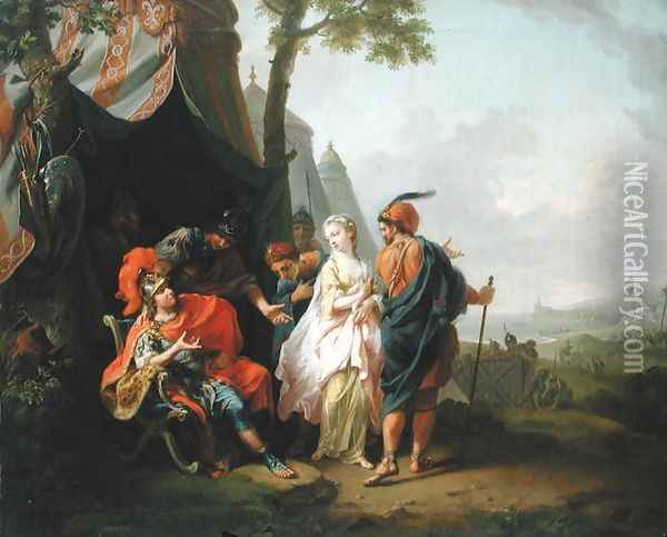 The Abduction of Briseis from the Tent of Achilles, 1773 Oil Painting - Johann Heinrich The Elder Tischbein