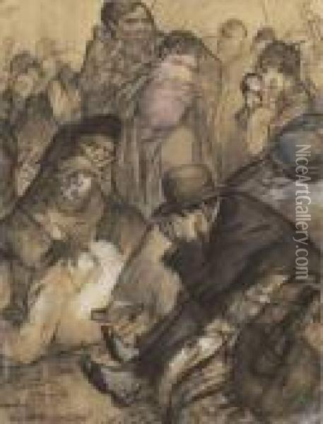 Vluchtelingen Uit Belgie - Refugees From Belgium Oil Painting - Leo Gestel