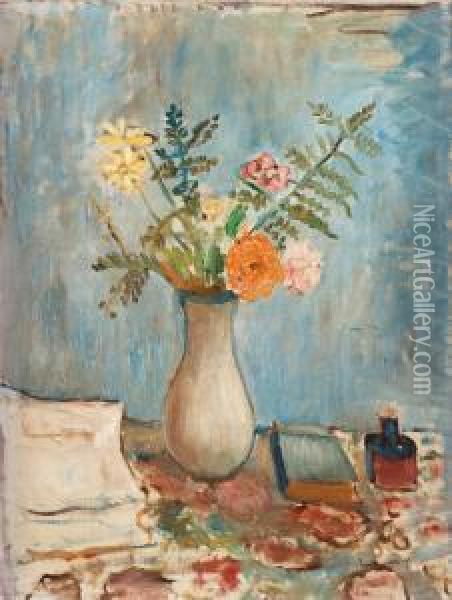 Stilleben Med Blommor I Vas Oil Painting - Ivan Ivarson