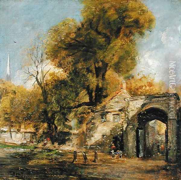 Harnham Gate, Salisbury, c.1820-21 Oil Painting - John Constable