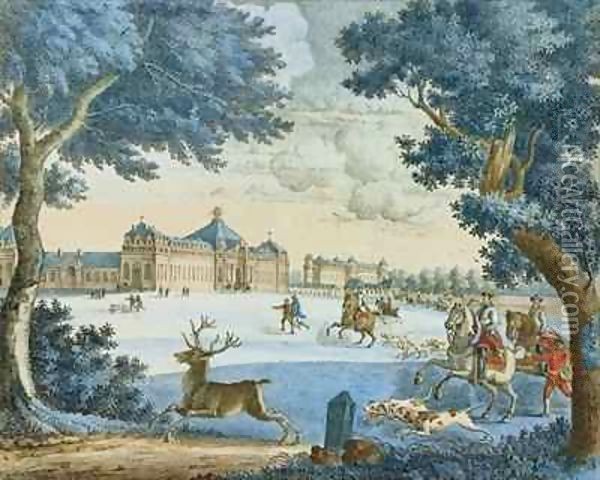 The Duke of Bourbon Hunting Stag at Chantilly Oil Painting - J. Beaufort