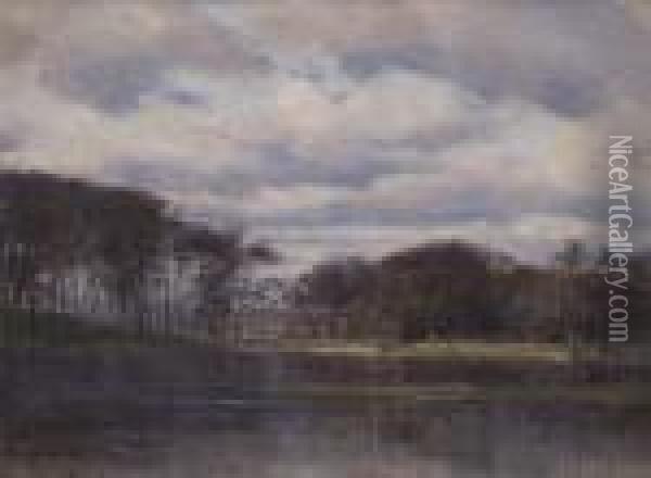Baumbestandenes Ufer Oil Painting - Johan Peter Von Wildenradt
