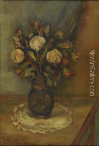 Bouquet Au Napperon Oil Painting - Leon Weissberg