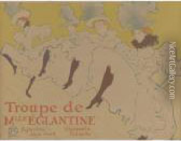 Troupe De Mlle Eglantine (d. 361; A. 198; W. P.21; Adr. 162) Oil Painting - Henri De Toulouse-Lautrec