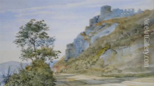 'chateau Gaillard Above The River Seine' Oil Painting - Augustus John Cuthbert Hare