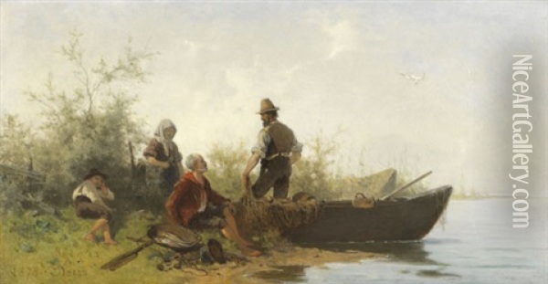 Chiemseefischer Bei Der Rast Oil Painting - Julius Noerr
