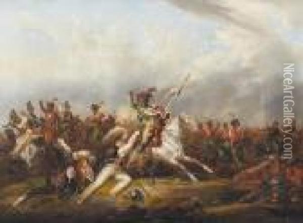 Schlachtenszene Aus Den Napoleonischen Kriegen Oil Painting - Jean-Henri Decoene