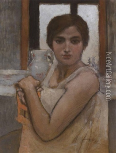 Jeune Femme Devant Une Fenetre Oil Painting - Armand Rassenfosse