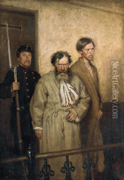 The Arrest Of Mikhail Bakunin Oil Painting - Alexander Nikanorov. Novoskoltsev