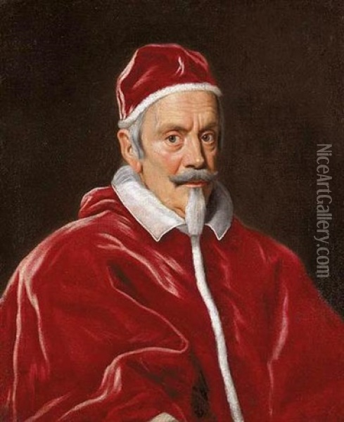 Portrait Of Clement X In Papal Robes Oil Painting - Giovanni Battista Gaulli