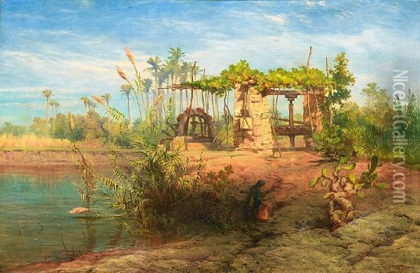 On The Banks Of The Nile Near Philae Oil Painting - Frank Dillon