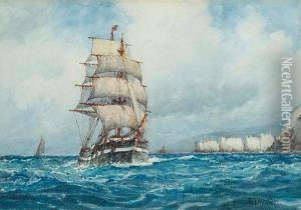 In Full Sail Oil Painting - Frederick James Aldridge